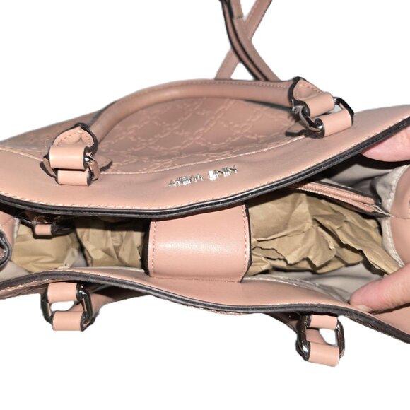 Nine West Embossed Satchel With Crossbody Strap Blush Pink NWOT - Picture 5 of 8